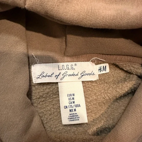 H&M Distressed Dark Tan Hoodie - SIZE MEDIUM - Picture 2 of 4